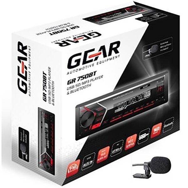 ΡΑΔΙΟ GEAR GR-750BT FM/USB/SD/MP3/BLUETHOOTH 4x45W GEAR (ΚΟΚΚΙΝΟΣ ΦΩΤΙΣΜΟΣ) - Image 2