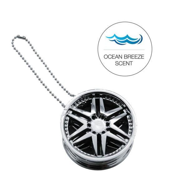 ALL IN POINT ΑΡΩΜΑΤΙΚΟ ΚΡΕΜΑΣΤΟ ΣΕ ΣΧΗΜΑ ΖΑΝΤΑΣ CHROME WHEEL OCEAN BREEZE 6cm SIMONI RACING - 1 TEM. - AIN-173593 LEFKELIS.GR
