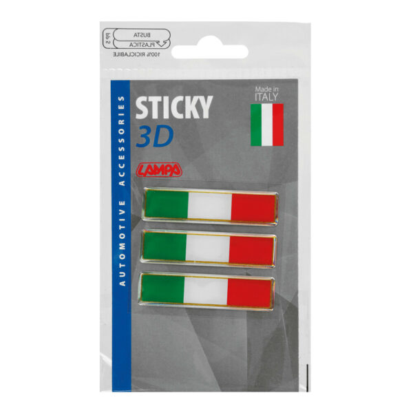 ΑΥΤΟΚΟΛΛΗΤΟ ΣΗΜΑ 3D ΣΗΜΑΙΑ ΙΤΑΛΙΑΣ 80x16mm LAMPA - 3 Τεμ. - Image 2