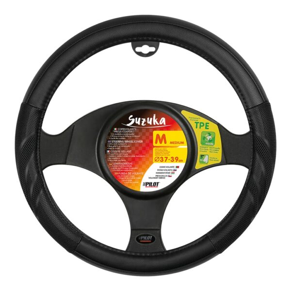 ΚΑΛΥΜΜΑ ΤΙΜΟΝΙΟΥ SUZUKA (M) 37/39cm ΔΕΡΜΑΤΙΝΗ ΜΑΥΡΟ ΑΟΣΜΟ ECO-FRIENDLY - Image 2
