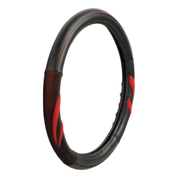 ALL IN POINT ΚΑΛΥΜΜΑ ΤΙΜΟΝΙΟΥ SUZUKA (M) 37/39cm ΔΕΡΜΑΤΙΝΗ ΜΑΥΡΟ/ΚΟΚΚΙΝΟ ΑΟΣΜΟ ECO-FRIENDLY - AIN-162880 iluma.GR
