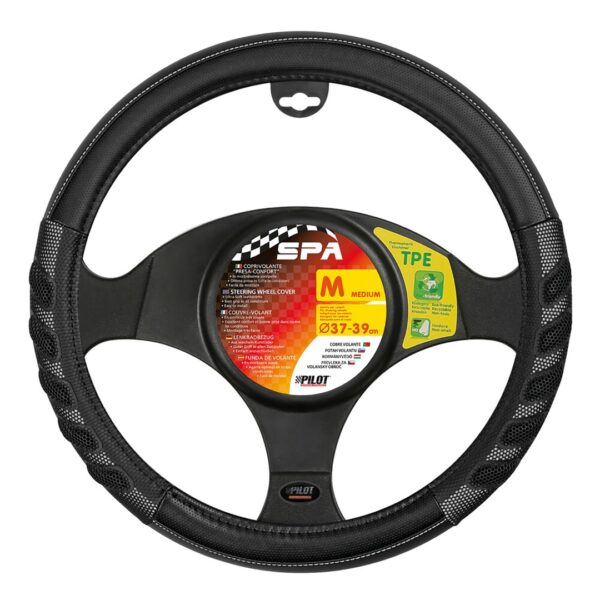 ΚΑΛΥΜΜΑ ΤΙΜΟΝΙΟΥ SPA (M) 37/39cm ΔΕΡΜΑΤΙΝΗ ΜΑΥΡΟ/ΓΚΡΙ ΑΟΣΜΟ ECO-FRIENDLY - Image 2