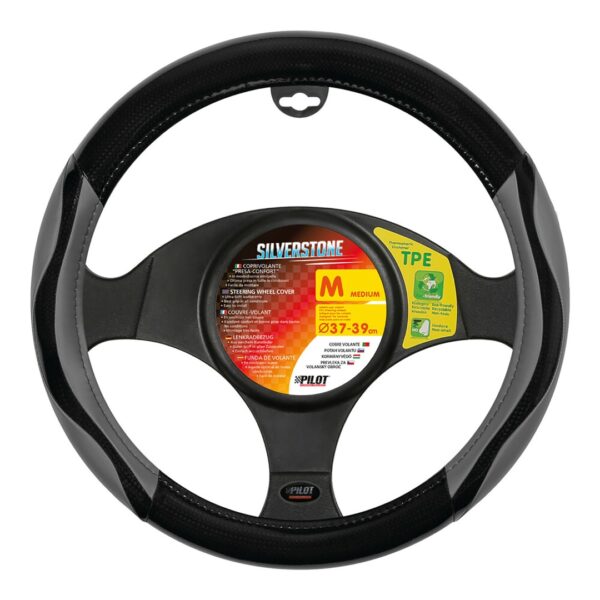 ΚΑΛΥΜΜΑ ΤΙΜΟΝΙΟΥ SILVERSTONE (M) 37/39 cm CARBON /ΜΑΥΡO-ΓΚΡΙ ΔΕΡΜΑΤΙΝΗ ΑΟΣΜΟ ECO-FRIENDLY - Image 2