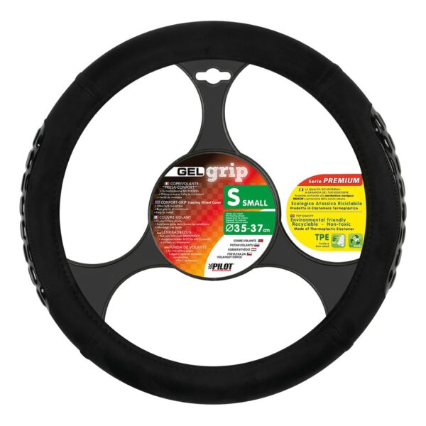 ΚΑΛΥΜΜΑ ΤΙΜΟΝΙΟΥ GEL GRIP (S) 35/37cm ΜΙΚΡΟΙΝΕΣ/ΤΖΕΛ ΜΑΥΡΟ ΑΟΣΜΟ ECO-FRIENDLY - Image 2
