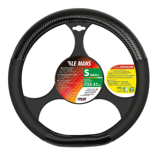 ΚΑΛΥΜΜΑ ΤΙΜΟΝΙΟΥ LE MANS (S) 35/37cm ΔΕΡΜΑΤΙΝΗ ΜΑΥΡΟ/CARBON ΑΟΣΜΟ ECO-FRIENDLY (ΚΟΦΤΟ ΤΙΜΟΝΙ) - Image 2