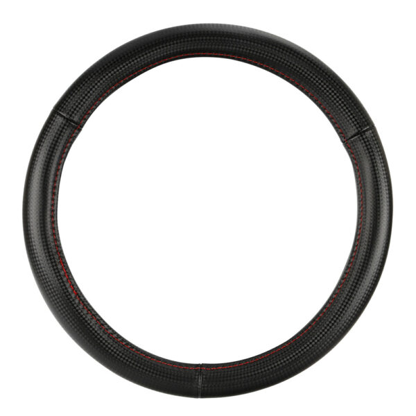 ΚΑΛΥΜΜΑ ΤΙΜΟΝΙΟΥ RACING PREMIUM RED (S) 35/37cm ΣΥΝΘΕΤΙΚΟ ΔΕΡΜΑ SKEENTEX ΜΑΥΡΟ/ΚΟΚΚΙΝΟ/CARBON LOOK LAMPA - 1 ΤΕΜ. - Image 2