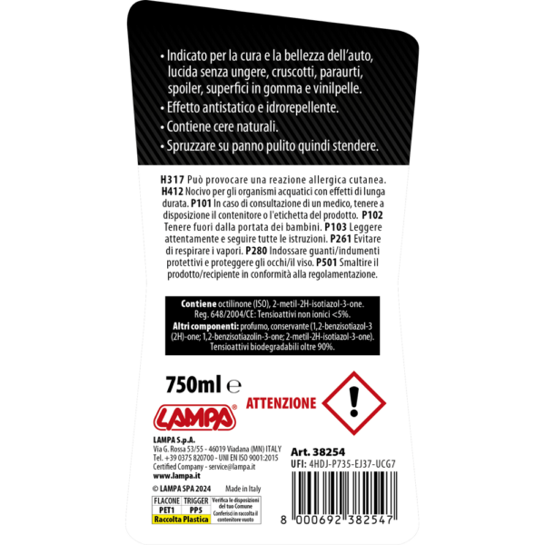ΓΥΑΛΙΣΤΙΚΟ ΥΓΡΟ ΣΕ ΣΠΡΕΙ ΓΙΑ ΠΛΑΣΤΙΚΑ GRAN PREE 750ml LAMPA - 1 ΤΕΜ. - Image 2