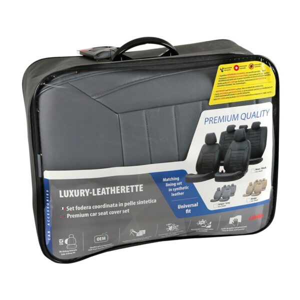 ΚΑΛΥΜΜΑΤΑ ΚΑΘΙΣΜΑΤΩΝ LUXURY LEATHERETTE ΔΕΡΜΑΤΙΝΗ ΑΦΡΩΔΕΣ ΓΚΡΙ - 4 ΤΕΜ. - Image 2