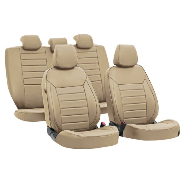 ALL IN POINT ΚΑΛΥΜΜΑΤΑ ΚΑΘΙΣΜΑΤΩΝ LUXURY LEATHERETTE ΔΕΡΜΑΤΙΝΗ ΑΦΡΩΔΕΣ ΜΠΕΖ - 4 ΤΕΜ. - AIN-163816 LEFKELIS.GR