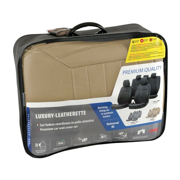 ΚΑΛΥΜΜΑΤΑ ΚΑΘΙΣΜΑΤΩΝ LUXURY LEATHERETTE ΔΕΡΜΑΤΙΝΗ ΑΦΡΩΔΕΣ ΜΠΕΖ - 4 ΤΕΜ. - Image 2
