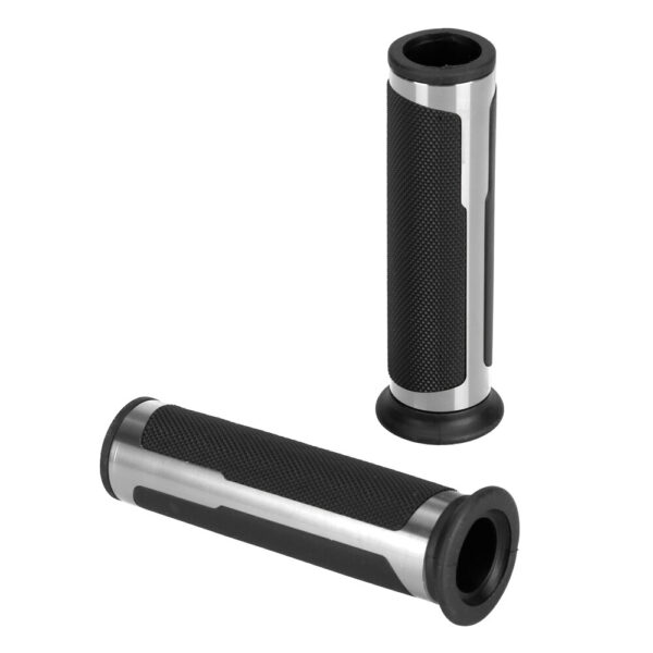 ALL IN POINT ΧΕΡΟΥΛΙΑ MOTO STYLE GRIP ΜΑΥΡΟ/ΑΣΗΜΙ ΧΡΩΜΑ 22mm+25mm 12cm LAMPA - 2 τεμ. - AIN-184252 LEFKELIS.GR