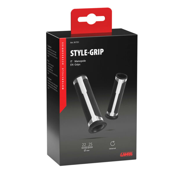 ΧΕΡΟΥΛΙΑ MOTO STYLE GRIP ΜΑΥΡΟ/ΑΣΗΜΙ ΧΡΩΜΑ 22mm+25mm 12cm LAMPA - 2 τεμ. - Image 2