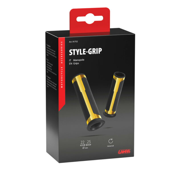 ΧΕΡΟΥΛΙΑ MOTO STYLE GRIP ΜΑΥΡΟ/ΧΡΥΣΟ ΧΡΩΜΑ 22mm+25mm 12cm LAMPA - 2 τεμ. - Image 2