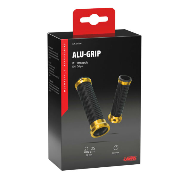 ΧΕΡΟΥΛΙΑ MOTO ALU GRIP ΜΑΥΡΟ/ΧΡΥΣΟ ΧΡΩΜΑ 22mm+25mm 12cm LAMPA - 2 τεμ. - Image 2