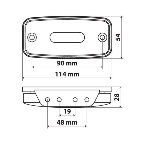 ΦΩΣ ΟΓΚΟΥ S19 4 LED ΠΟΡΤΟΚΑΛΙ 10/30V ΜΕ ΑΝΑΚΛΑΣΤΗΡΑ 114x54 mm 1ΤΕΜ. - Image 2
