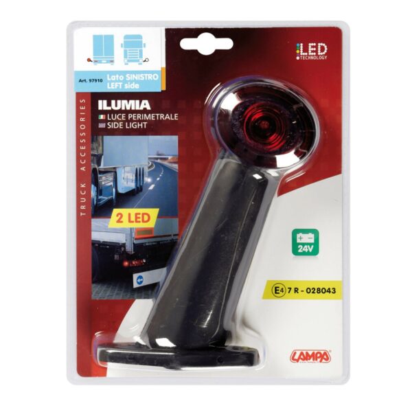 ΦΩΣ ΟΓΚΟΥ ΦΟΡΤΗΓΟΥ ΔΙΠΛΗΣ ΟΨΗΣ ΜΕ 2 LED 24V ΓΙΑ ΑΡΙΣΤΕΡΗ ΠΛΕΥΡΑ ΛΕΥΚΟ/ΚΟΚΚΙΝΟ ΜΕ ΣΤΑΘΕΡΟ ΒΡΑΧΙΟΝΑ 60 ΜΟΙΡΩΝ ILUMIA UNIVERSAL -1ΤΕΜ. - Image 2