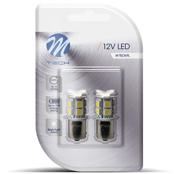 ALL IN POINT P21W 12V BA15s LED 13xSMD5050 ΛΕΥΚΟ (ΜΟΝΟΠΟΛΙΚΟ) BLISTER 2ΤΕΜ. M-TECH - AIN-159896 LEFKELIS.GR