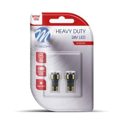 ALL IN POINT T10 W5W 24V W2.1x9.5d 4xSMD5630 + 1xHP LED CAN-BUS ΛΕΥΚΟ HEAVY DUTY BLISTER M-TECH - 2 Τεμ. - AIN-182340 LEFKELIS.GR