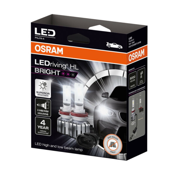 H8/H9/H11/H16 PGJ19-X 12V 19W 6.000K 1900lm LED LEDRIVING HL BRIGHT OSRAM LAMPA -2 ΤΕΜ - Image 2