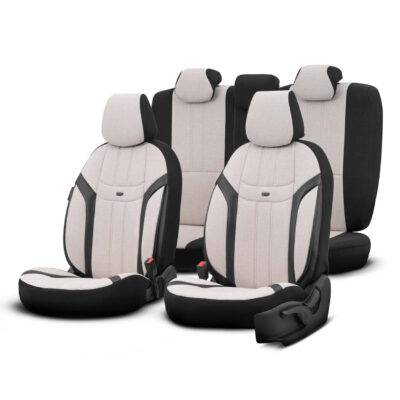 ALL IN POINT ΚΑΛΥΜΜΑΤΑ ΚΑΘΙΣΜΑΤΩΝ OTOM SWAN 503 BEIGE ΜΑΥΡΟ/ΜΠΕΖ ΛΙΝΟ & ΔΕΡΜΑΤΙΝΗ SETΑΜΙΟ - 1 σετ. - AIN-181429 LEFKELIS.GR