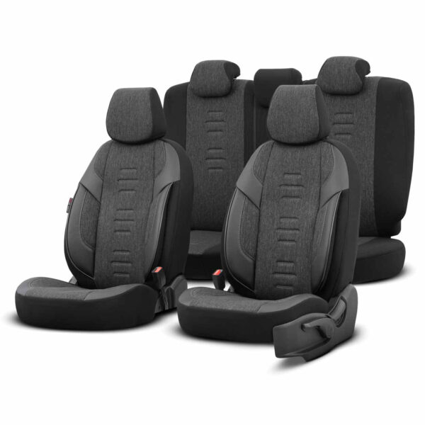 ALL IN POINT ΚΑΛΥΜΜΑΤΑ ΚΑΘΙΣΜΑΤΩΝ OTOM THRONE 102 SMOKED ΜΑΥΡΟ/ΓΚΡΙ ΛΙΝΟ & ΔΕΡΜΑΤΙΝΗ SET ΑΜΙΟ - 1 σετ. - AIN-181431 LEFKELIS.GR