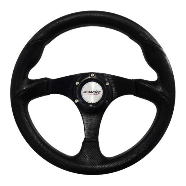 ALL IN POINT ΤΙΜΟΝΙ BARCHETTA EVO - ΜΑΥΡΟ ΟΙΚΟΛΟΓΙΚΟ ΔΕΡΜΑ 320mm - AIN-149095 iluma.GR