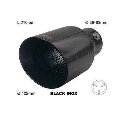 ALL IN POINT ΑΚΡΟ (ΜΠΟΥΚΑ) ΕΞΑΤΜΙΣΗΣ INOX ΜΑΥΡΗ ΣΤΡΟΓΓΥΛΗ 38>63mm (ΜΗΚΟΣ: 210mm/ ΔΙΑΜΕΤΡΟΣ ΕΞΩΤΕΡΙΚΗ 102mm)​ SIMONI RACING - 1 TEM. - AIN-173623 LEFKELIS.GR
