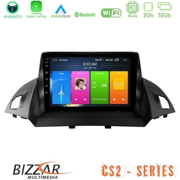 Bizzar CS2 Series 4Core Android14 2+32GB Ford C-Max/Kuga Navigation Multimedia Tablet 9" Με Carplay & Android Auto