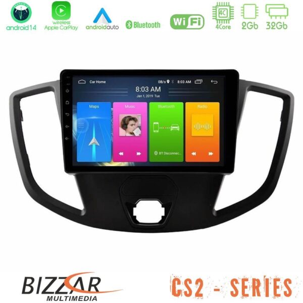 Bizzar CS2 Series 4Core Android14 2+32GB Ford Transit 2014-> Navigation Multimedia Tablet 9" Με Carplay & Android Auto