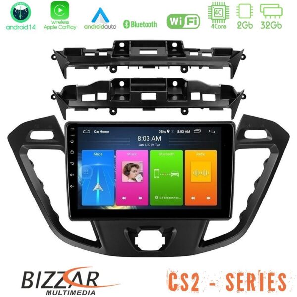Bizzar CS2 Series 4Core Android14 2+32GB Ford Transit Custom/Tourneo Custom Navigation Multimedia Tablet 9" Με Carplay & Android Auto