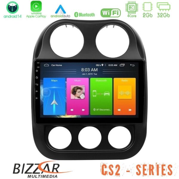 Bizzar CS2 Series 4Core Android14 2+32GB Jeep Compass 2012-2016 Navigation Multimedia Tablet 9" Με Carplay & Android Auto