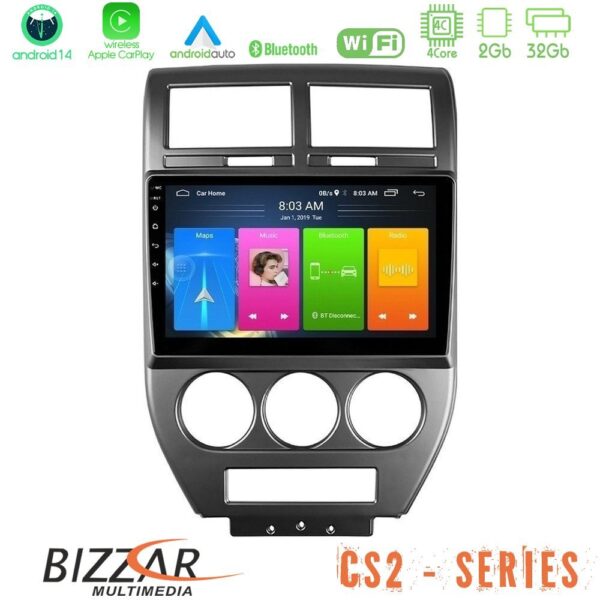 Bizzar CS2 Series 4Core Android14 2+32GB Jeep Compass/Patriot 2007-2008 Navigation Multimedia Tablet 10" Με Carplay & Android Auto