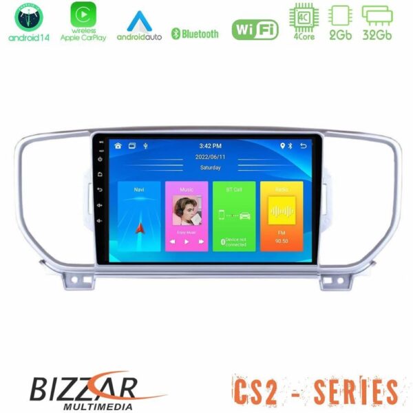 Bizzar CS2 Series 4Core Android14 2+32GB Kia Sportage 2016-2018 Navigation Multimedia Tablet 9" Με Carplay & Android Auto
