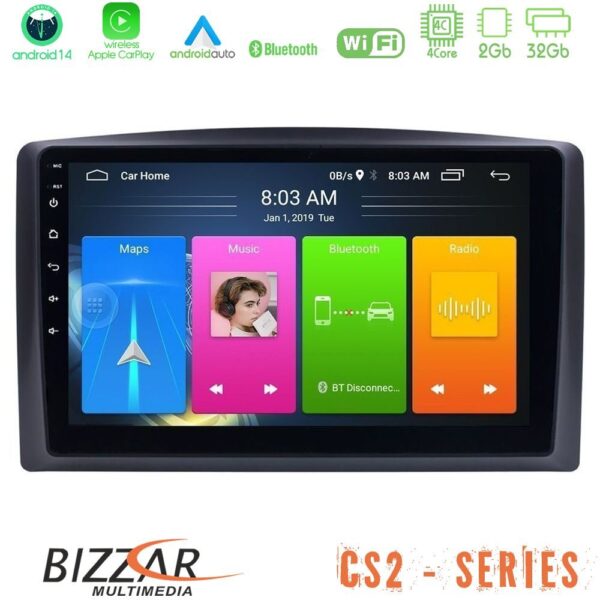 Bizzar CS2 Series 4Core Android14 2+32GB Mercedes Vito 2015-2021 Navigation Multimedia Tablet 10" Με Carplay & Android Auto