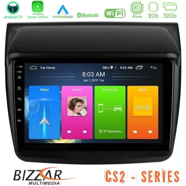 Bizzar CS2 Series 4Core Android14 2+32GB Mitsubishi L200 Navigation Multimedia Tablet 9" Με Carplay & Android Auto