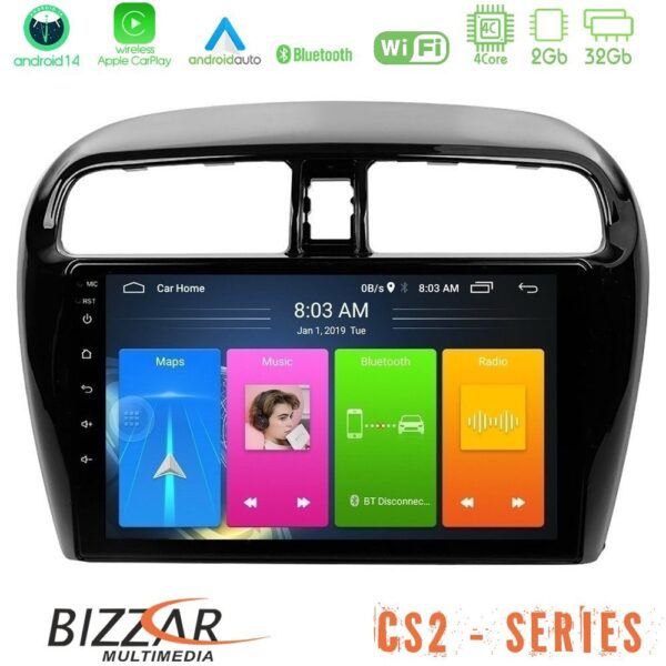 Bizzar CS2 Series 4Core Android14 2+32GB Mitsubishi Space Star 2013-2016 Navigation Multimedia Tablet 9" Με Carplay & Android Auto