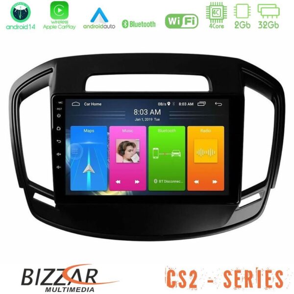 Bizzar CS2 Series 4Core Android14 2+32GB Opel Insignia 2014-2017 Navigation Multimedia Tablet 9" Με Carplay & Android Auto