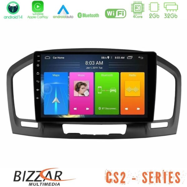 Bizzar CS2 Series 4Core Android14 2+32GB Opel Insignia 2008-2013 Navigation Multimedia Tablet 9" Με Carplay & Android Auto