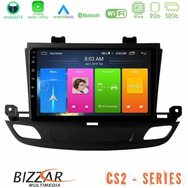 Bizzar CS2 Series 4Core Android14 2+32GB Opel Insignia 2 2017-2020 Navigation Multimedia Tablet 9" Με Carplay & Android Auto