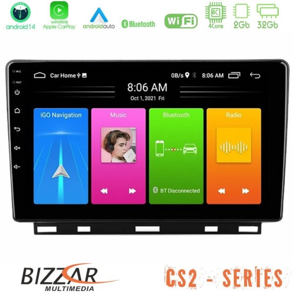 Bizzar CS2 Series 4Core Android14 2+32GB Renault Clio 5 2020-2024 Navigation Multimedia Tablet 9" Με Carplay & Android Auto