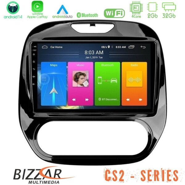 Bizzar CS2 Series 4Core Android14 2+32GB Renault Captur 2013-2019 (Manual AC) Navigation Multimedia Tablet 9" Με Carplay & Android Auto