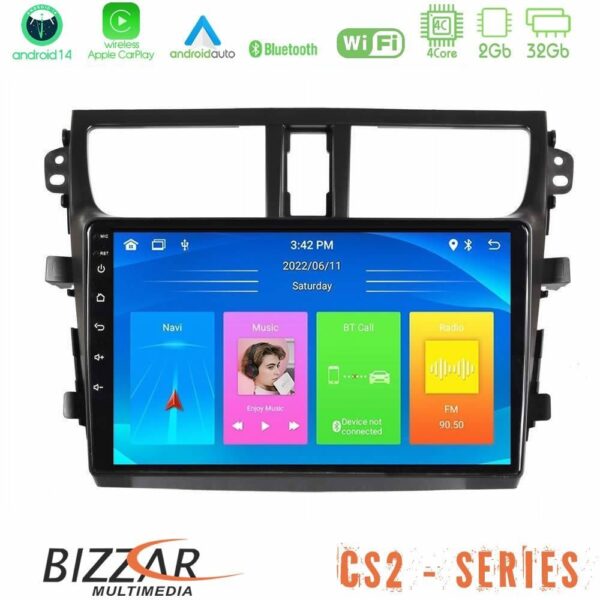 Bizzar CS2 Series 4Core Android14 2+32GB Suzuki Celerio 2014-2020 Navigation Multimedia Tablet 9″ Με Carplay & Android Auto