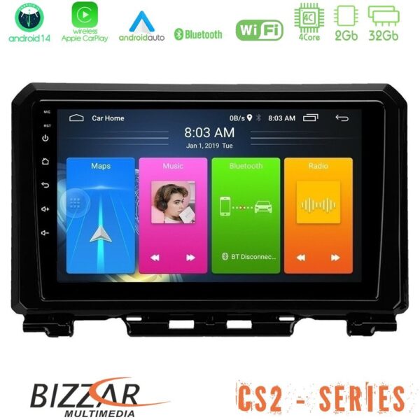 Bizzar CS2 Series 4Core Android14 2+32GB Suzuki Jimny 2018-2022 Navigation Multimedia Tablet 9" Με Carplay & Android Auto