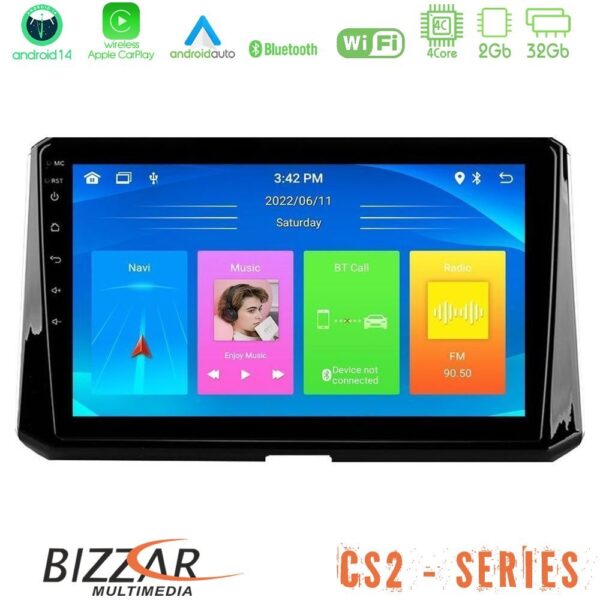 Bizzar CS2 Series 4Core Android14 2+32GB Toyota Corolla 2019-2022 Navigation Multimedia Tablet 9" Με Carplay & Android Auto