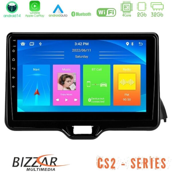 Bizzar CS2 Series 4Core Android14 2+32GB Toyota Yaris 2020-> Navigation Multimedia Tablet 10" Με Carplay & Android Auto