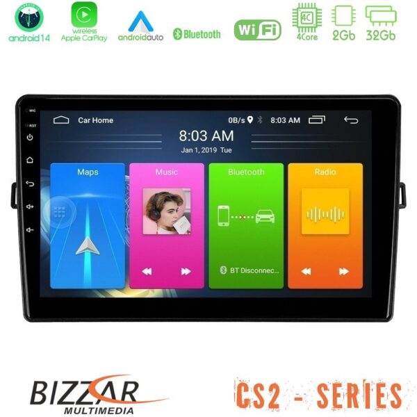 Bizzar CS2 Series 4Core Android14 2+32GB Toyota Auris Navigation Multimedia Tablet 10" Με Carplay & Android Auto