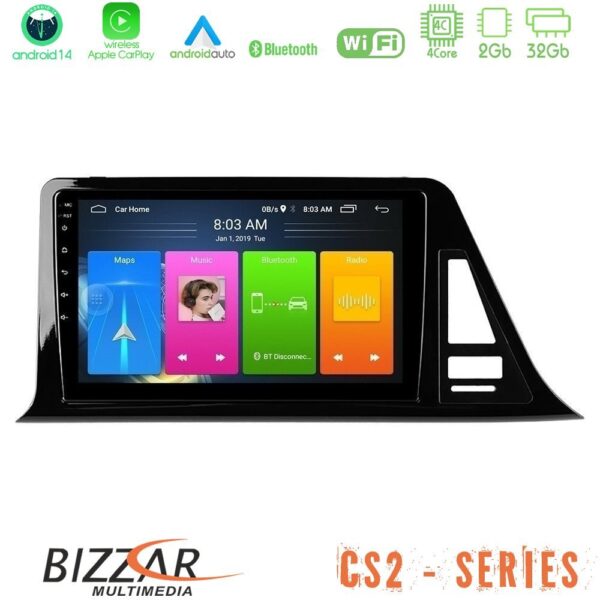 Bizzar CS2 Series 4Core Android14 2+32GB Toyota CH-R (Χωρίς Εργ.Οθόνη) Navigation Multimedia Tablet 9" Με Carplay & Android Auto
