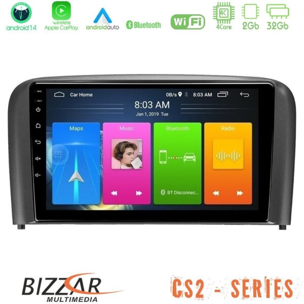 Bizzar CS2 Series 4Core Android14 2+32GB Volvo S80 1998-2006 Navigation Multimedia Tablet 9" Με Carplay & Android Auto