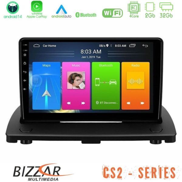 Bizzar CS2 Series 4Core Android14 2+32GB Volvo XC90 2006-2014 Navigation Multimedia Tablet 9" Με Carplay & Android Auto