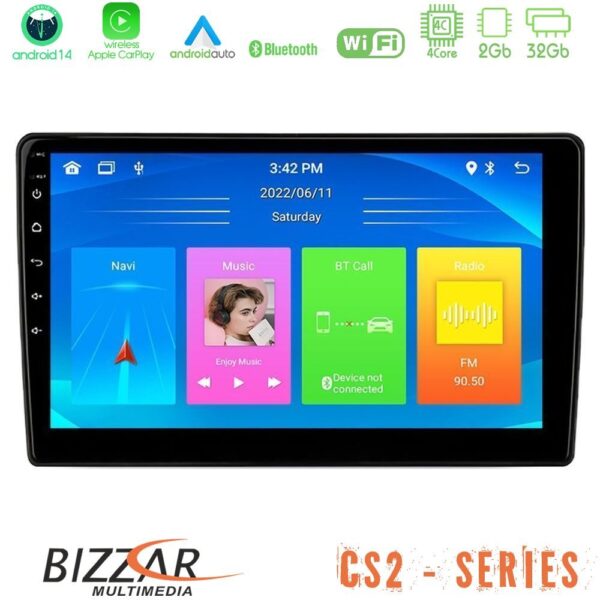 Bizzar CS2 Series 4Core Android14 2+32GB Ford Fiesta 2018-2024 Navigation Multimedia Tablet 9" Με Carplay & Android Auto